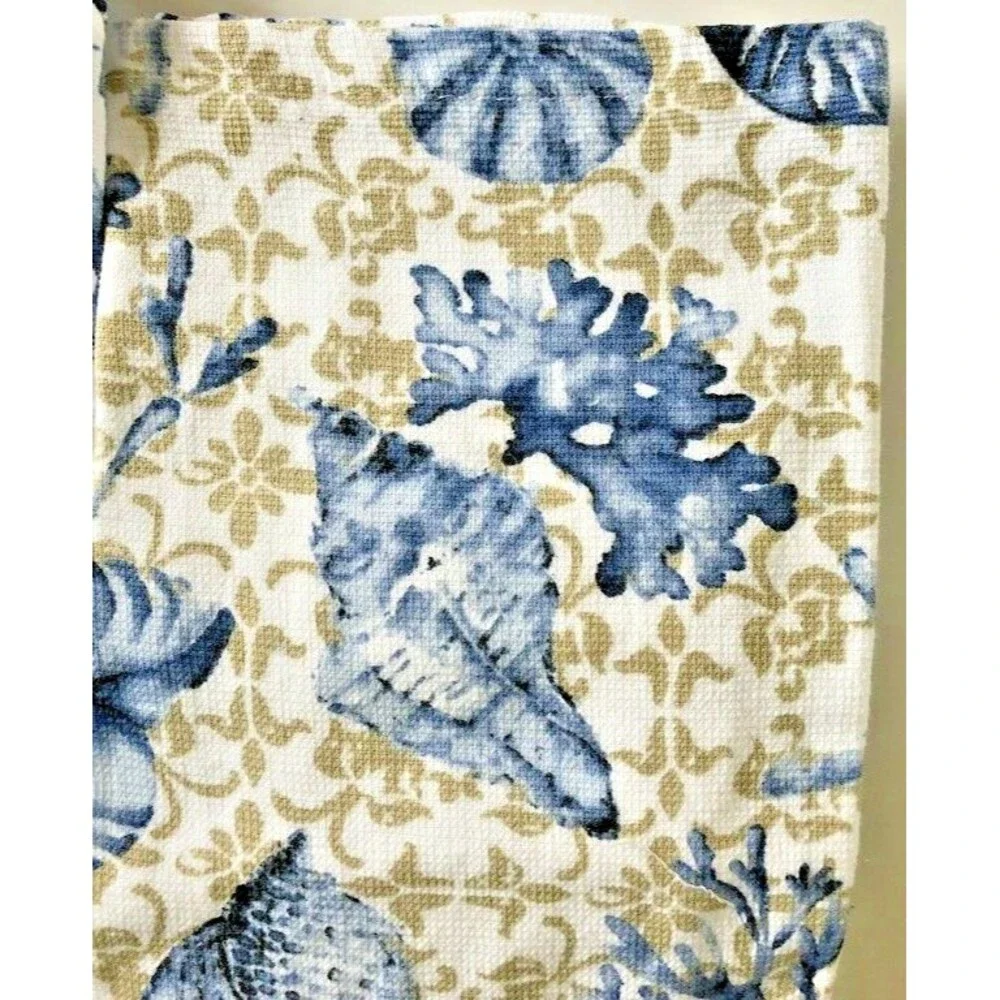 Summer Beach House Kitchen Dish Towels Beach More Worry Less Shells Set of 2